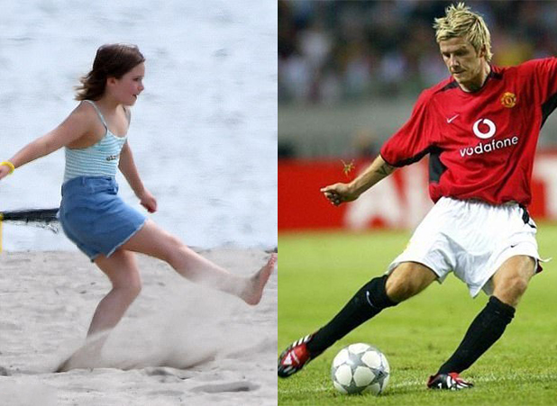 贝克汉姆小七踢足球,贝克汉姆小七打球