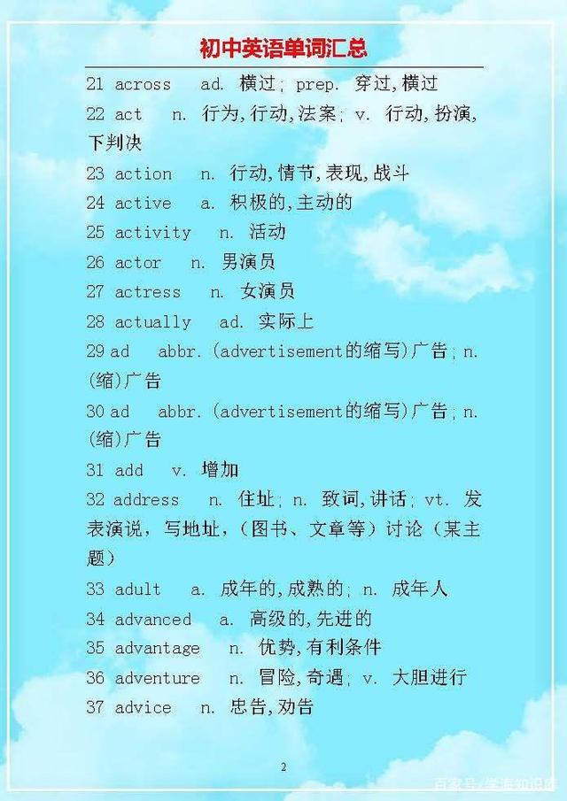 初中英语单词整理成句子,初中英语2000必背单词免费下载