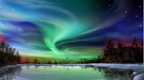 开车看北极光创意美术,北极光创意美术油画棒