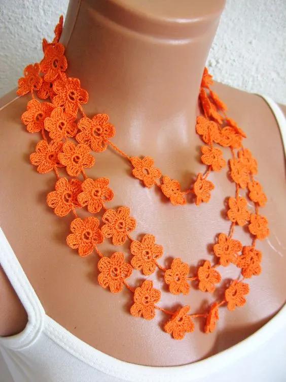 毛线钩织项链配饰教程,毛线钩织各种款式项链视频教程