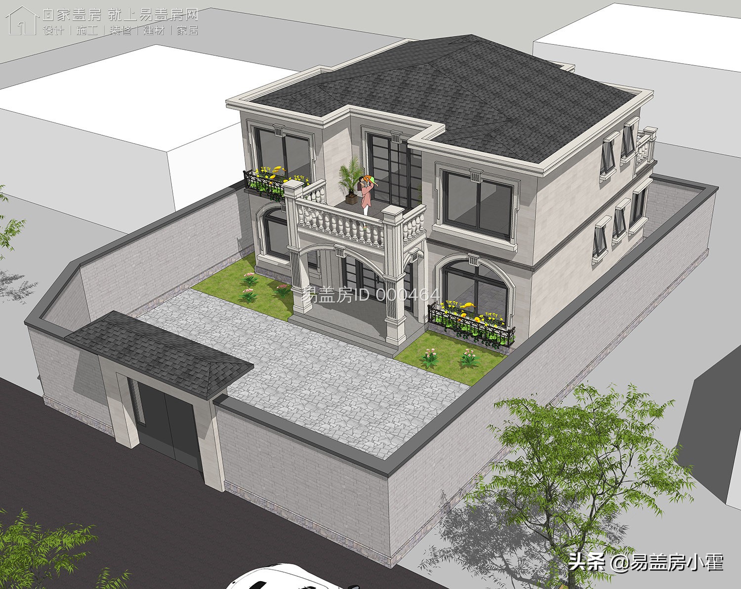 农村自建房2层欧式别墅设计,面宽10米欧式风格二层小别墅