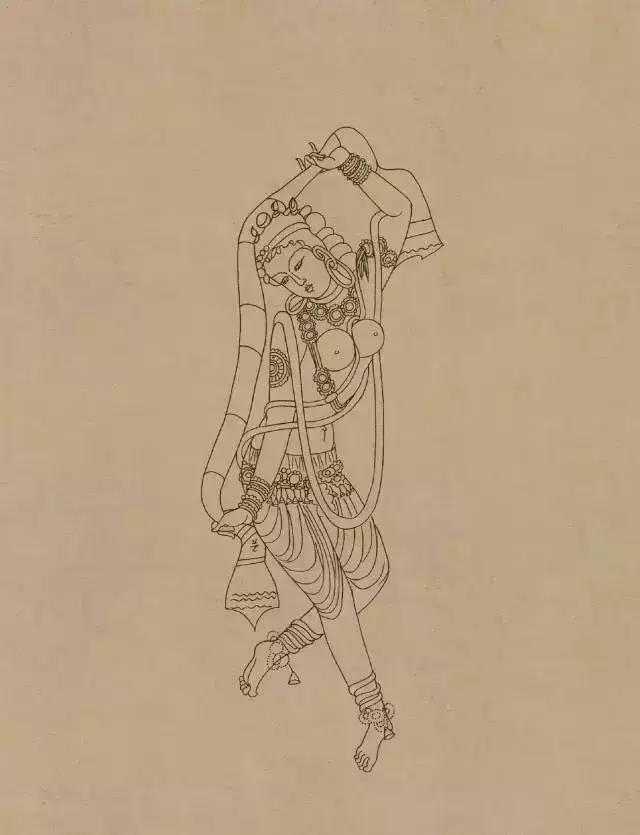 敦煌画线稿描摹,敦煌壁画白描勾线教程