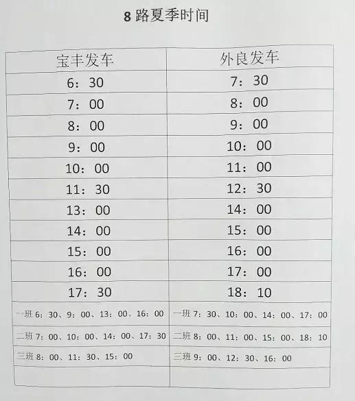 宝丰公交车时间表,宝丰开通5路公交时间表