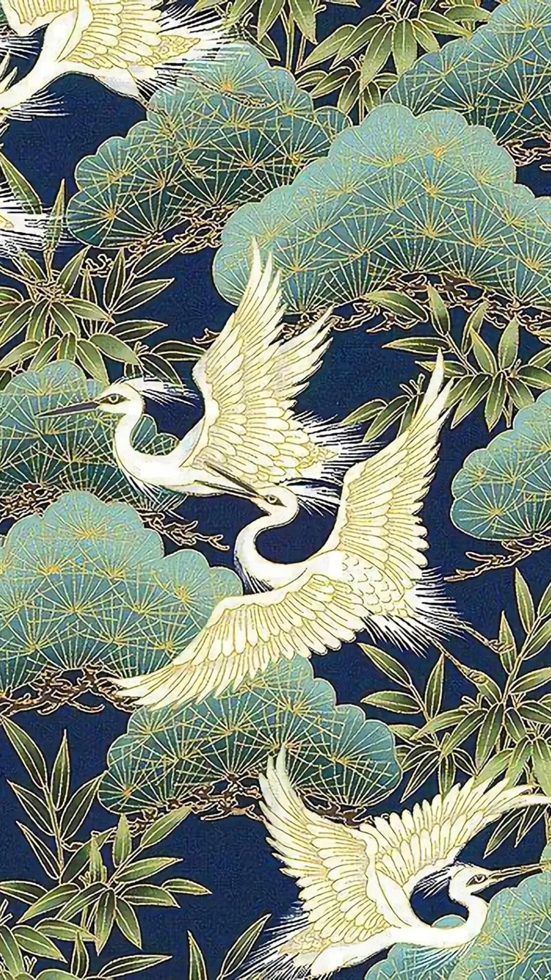 超高清古风仙鹤壁纸,仙鹤图案的中国风壁纸