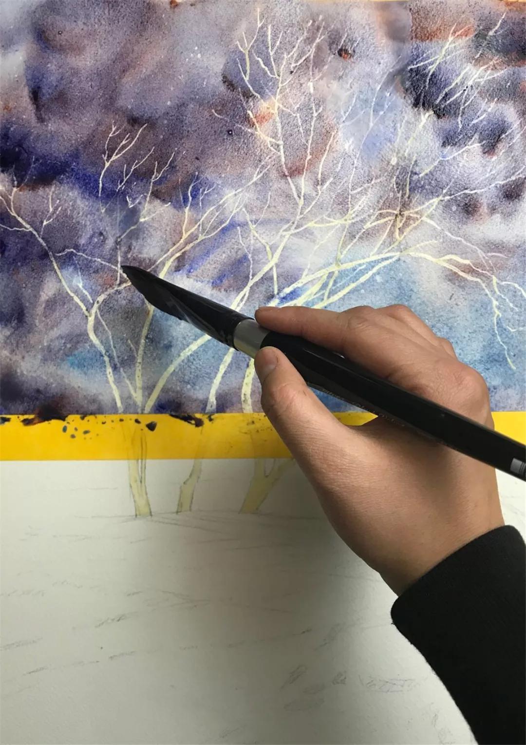 100幅风景写生水粉画教程,如何画雪景图水彩画教程