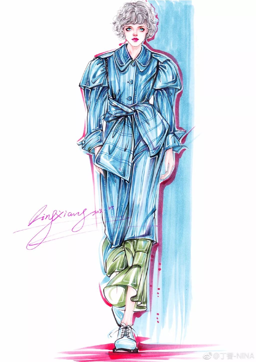 礼服怎么画好看仙气用彩铅,马克笔和彩铅裙子上色教程