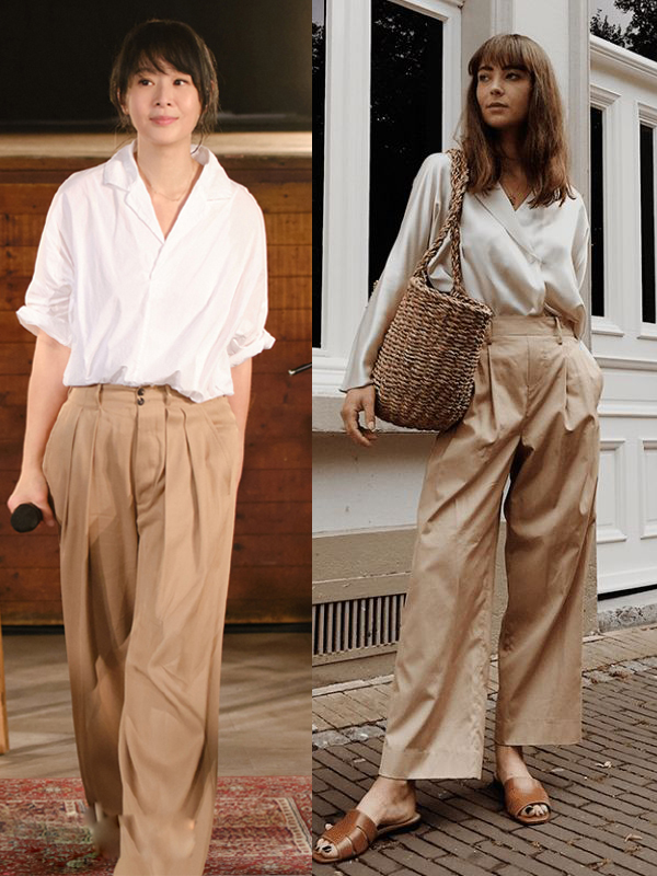 经典白衬衣和阔腿裤怎么搭配好看,衬衫搭配阔腿裤简约又有气质