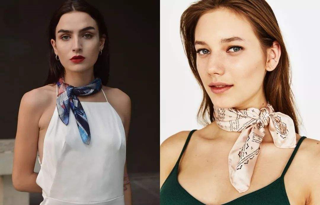 秋季黑色丝巾搭配什么外套,丝巾搭配好看的小姐姐时尚穿搭