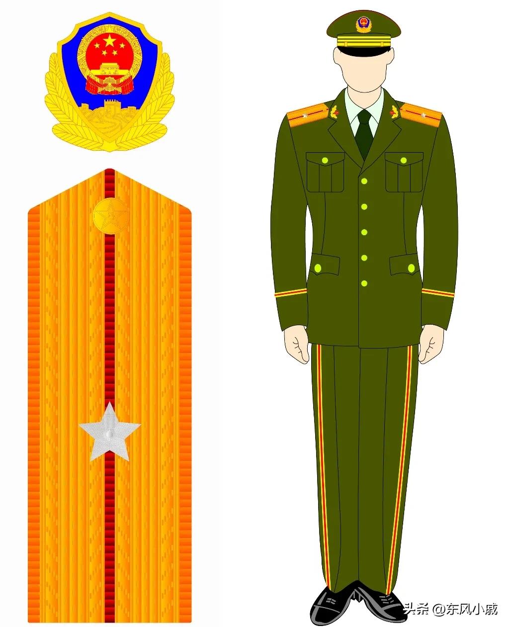 陆军肩章军衔图解99式,99式军装军衔全套照片
