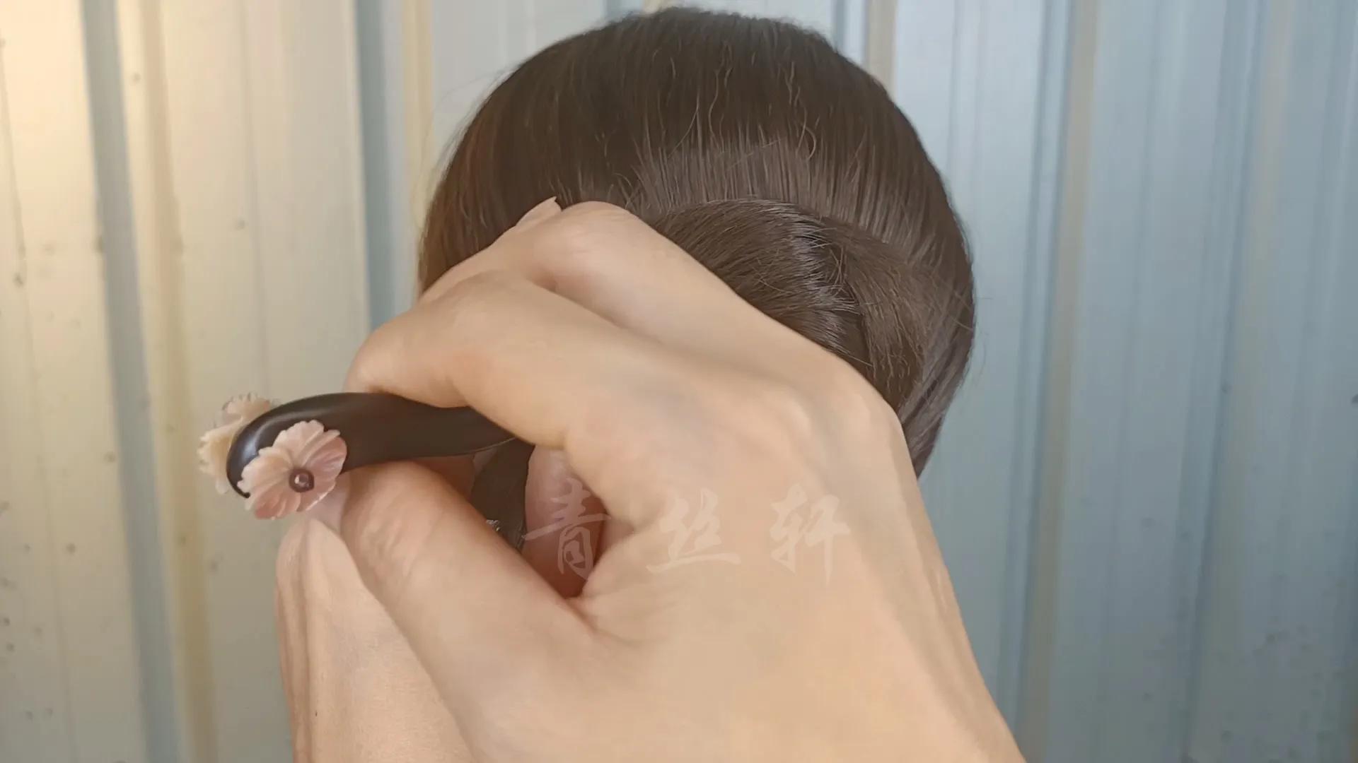 发簪挽发教程最基础,发量少发簪简单好看教程