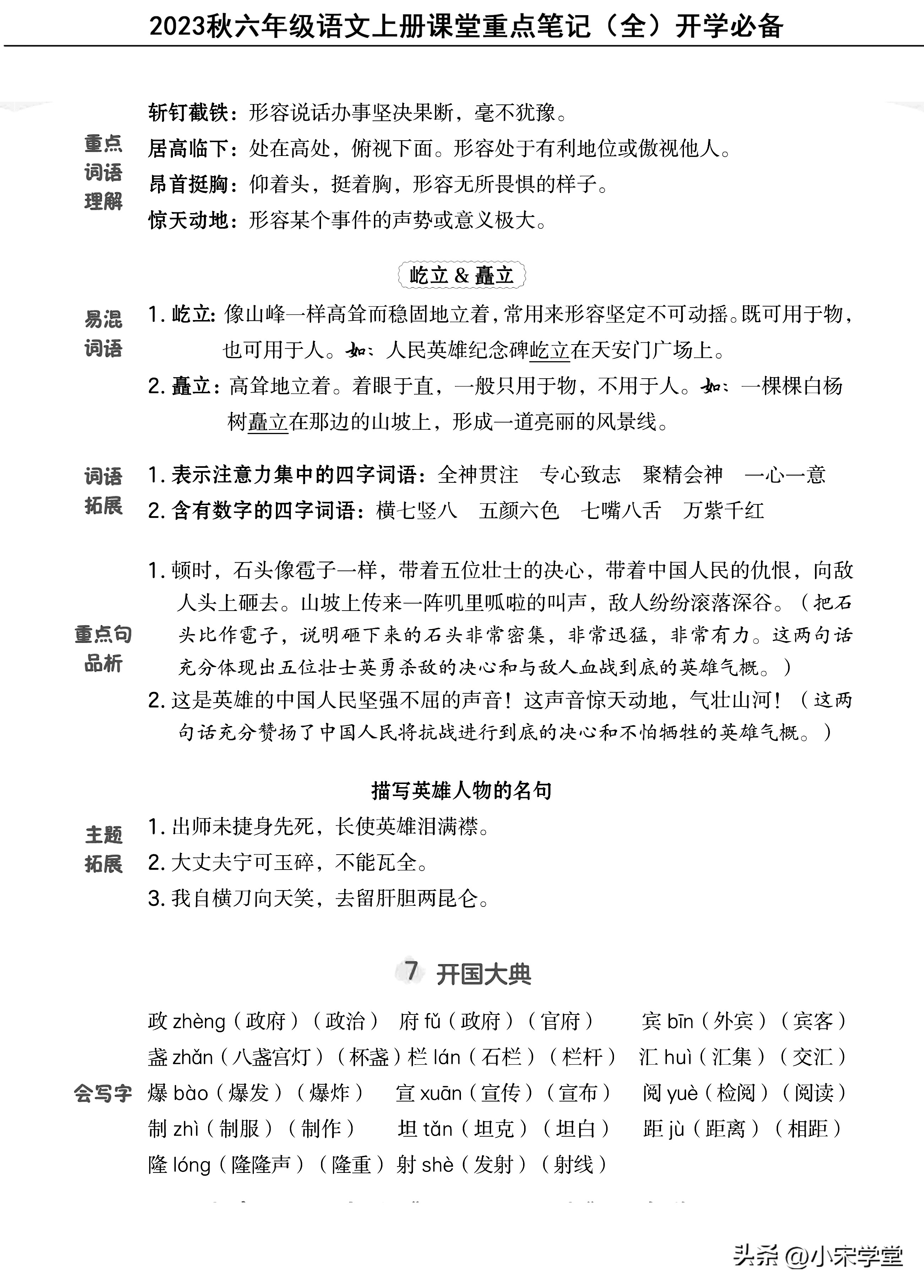六年级上册语文人教版总复习考点,六年级上册语文重点知识总结2021