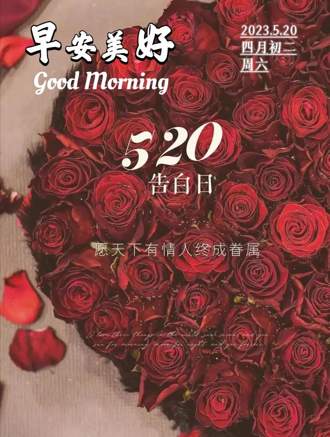 【2023.5.20】周六早上好|520情人节暖心祝福语520文案唯美图片