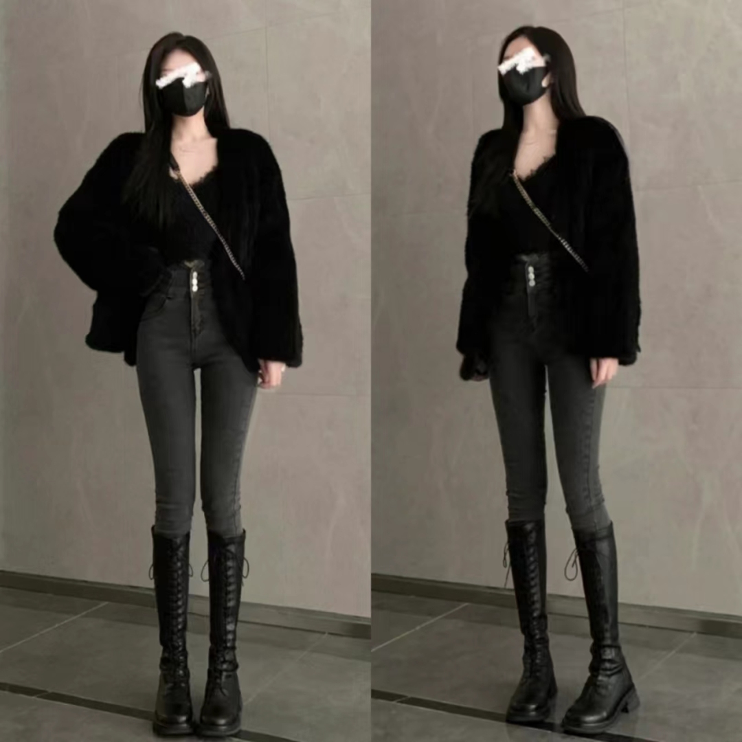 提臀紧身牛仔裤的搭配,腰瘦大腿粗紧身裤怎么搭