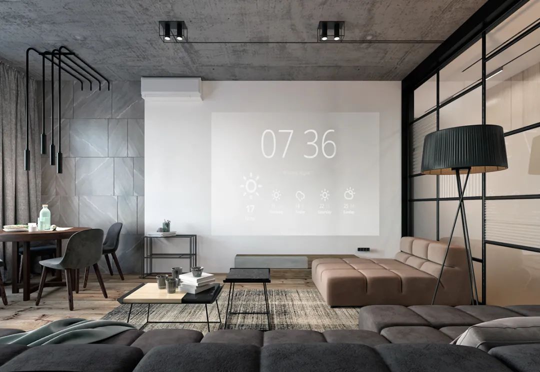 客厅背景墙收纳柜投影仪,50平米投影仪装修效果图大全