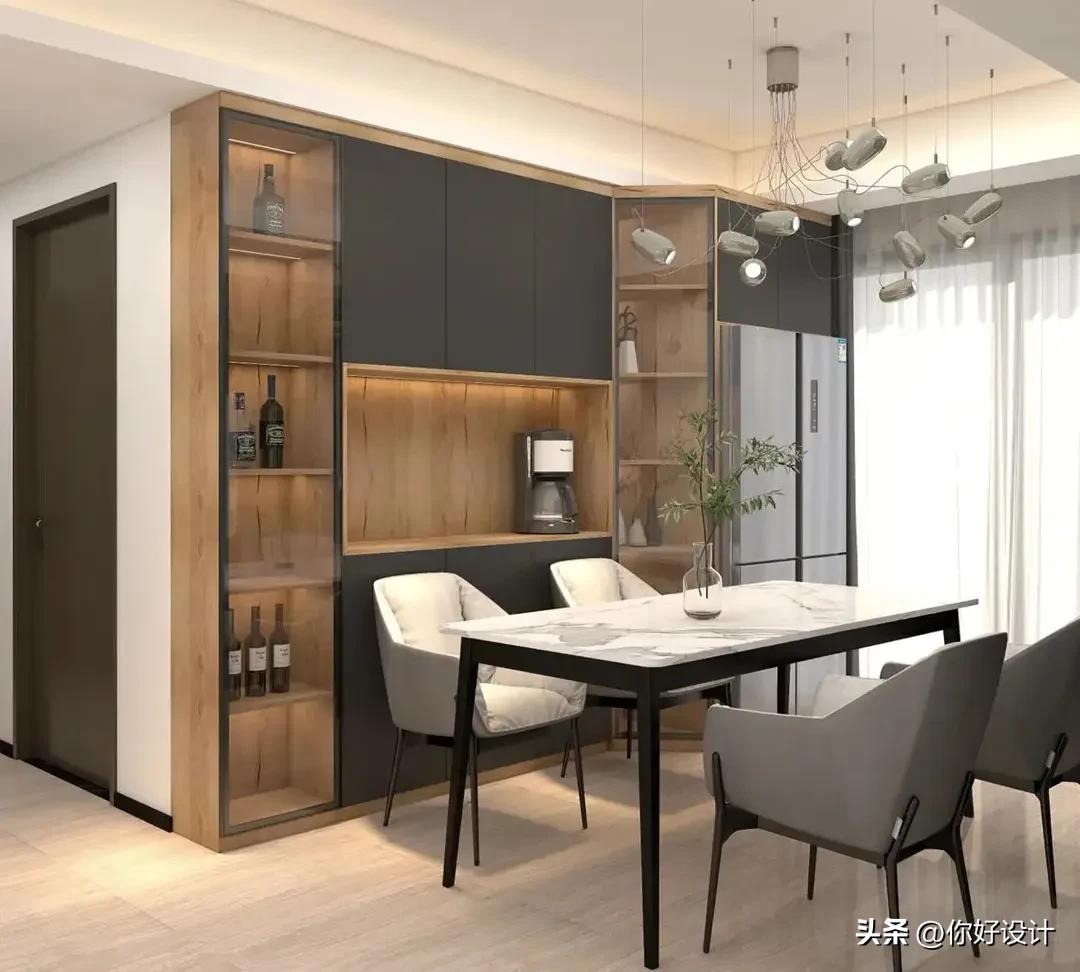 斜角冰箱柜子高级设计,冰箱柜设计效果图大全