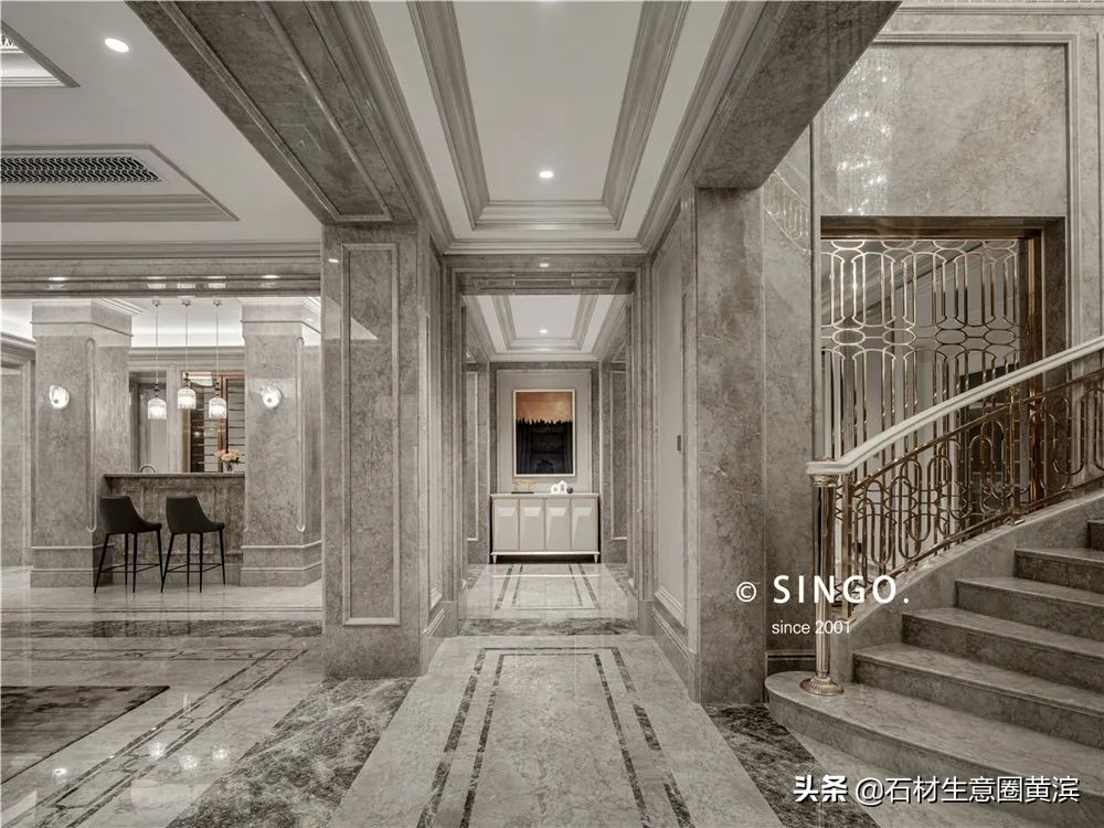 法式轻奢别墅大理石什么颜色好看,大理石法式轻奢