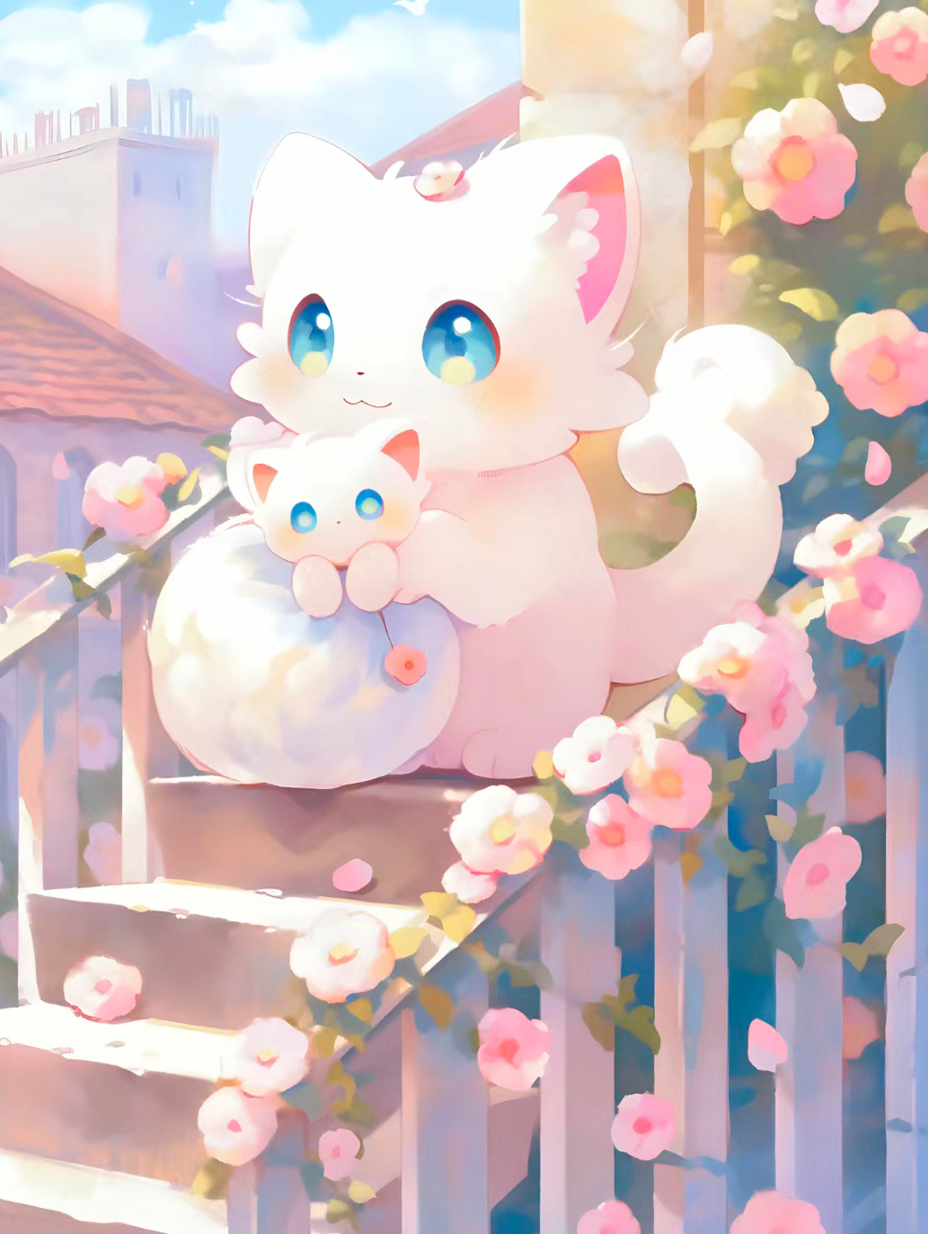 猫咪高清壁纸4k全屏60帧,萌萌哒粉色花篮里的猫咪图片壁纸