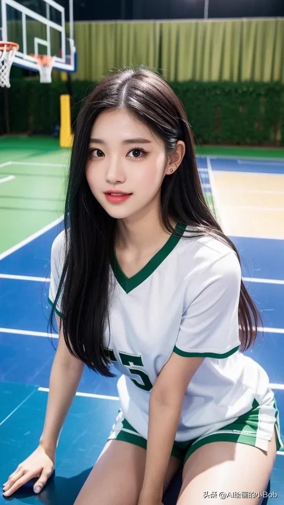 手中拿着篮球ai绘画,打篮球的男生和女生绘画教程