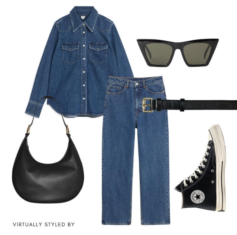 牛仔裤该如何搭配上衣和衬衫,衬衣和阔腿牛仔裤怎么搭配好看