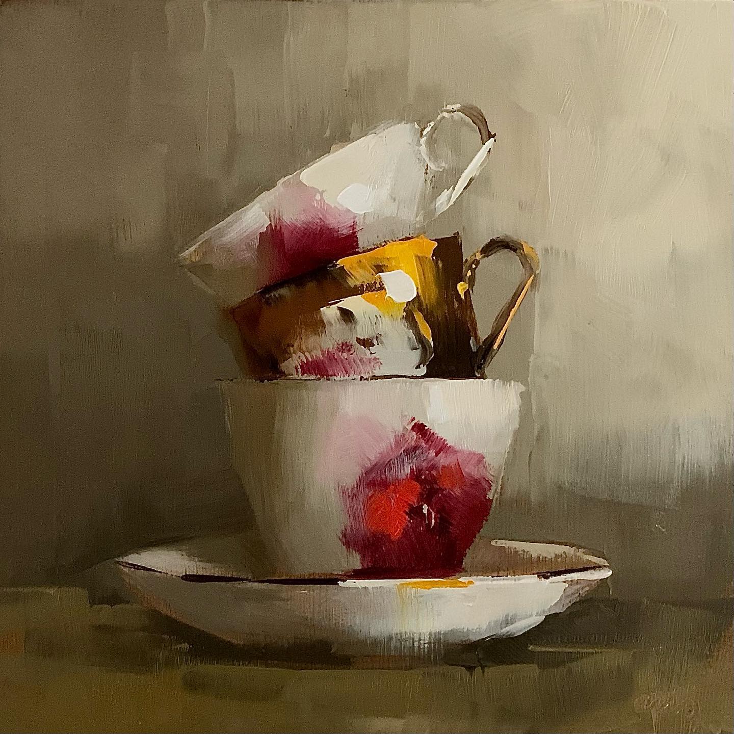 大色块静物油画,油画静物花卉色块