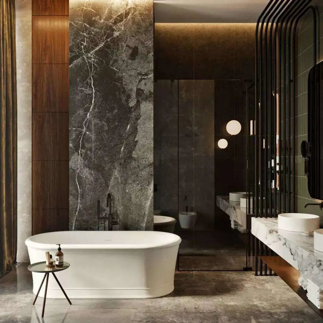 大理石设计案例,大理石浴室效果图大全