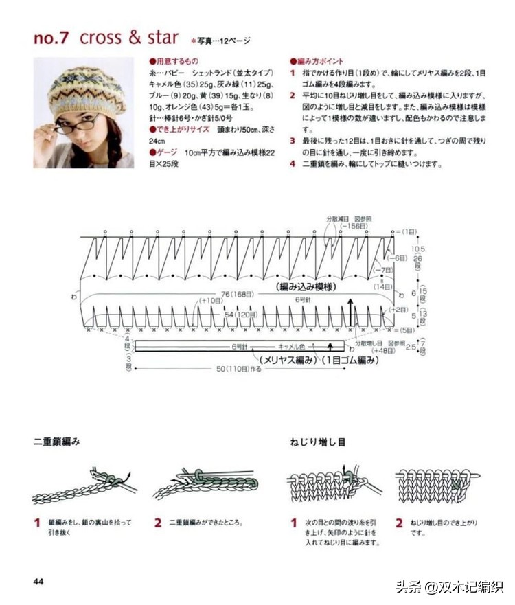 时髦帽子的图解,复古提花帽子图解