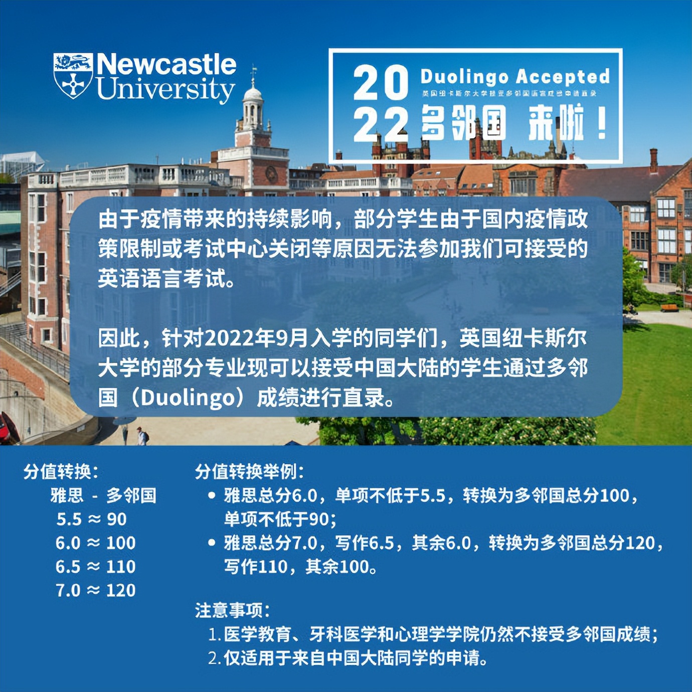 「注意」英国大学2022年本科＆硕士直入接受多邻国！最新院校清单