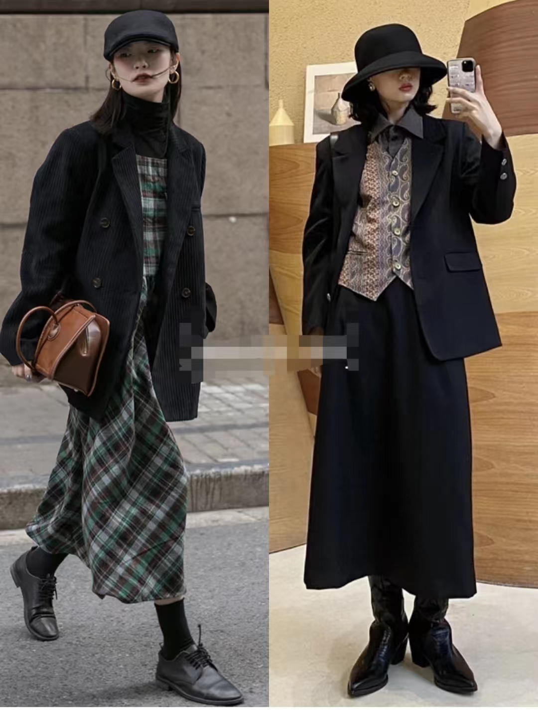 西装长裙搭配西装外套,西装外套配连衣裙气质高级感