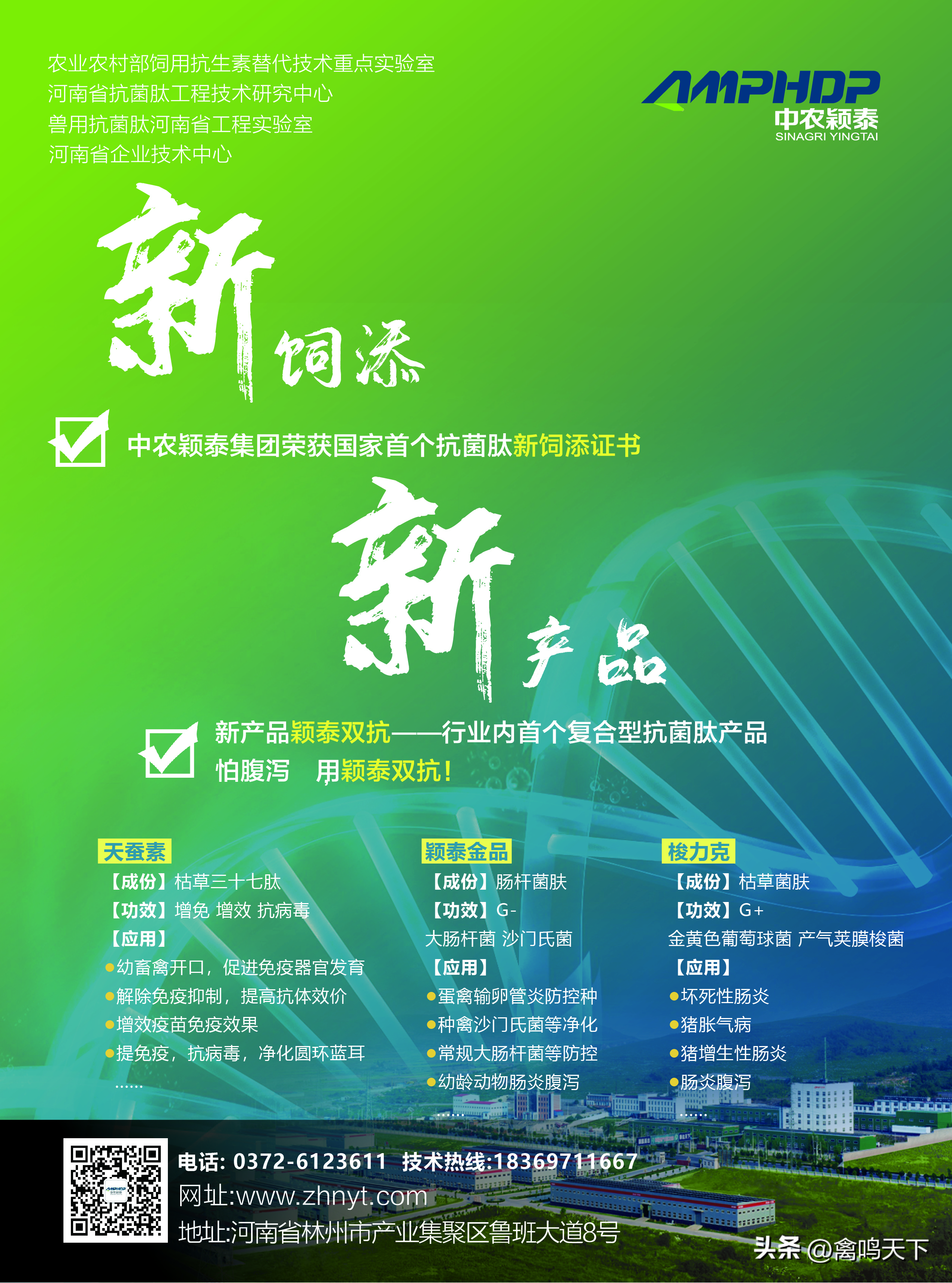 “枯草三十七肽”获批中农颖泰进入抗菌肽发展新时代首届抗菌肽原料配方应用技术论坛在林州召开