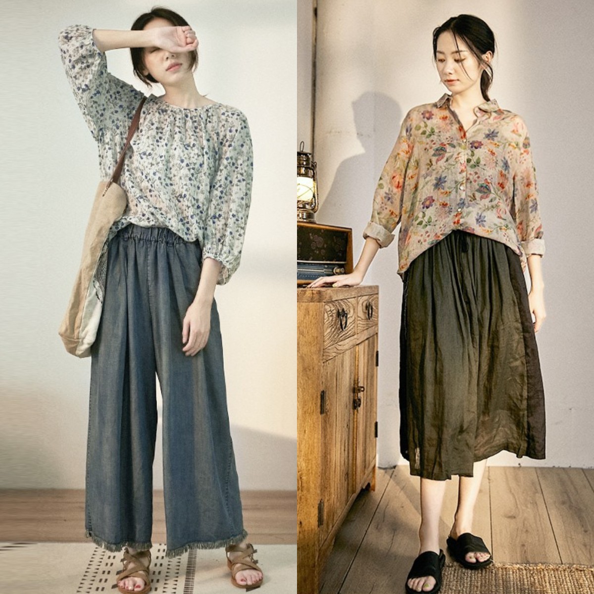 花衬衣怎么穿出复古感,春季白色衬衫设计感小众慵懒衬衣