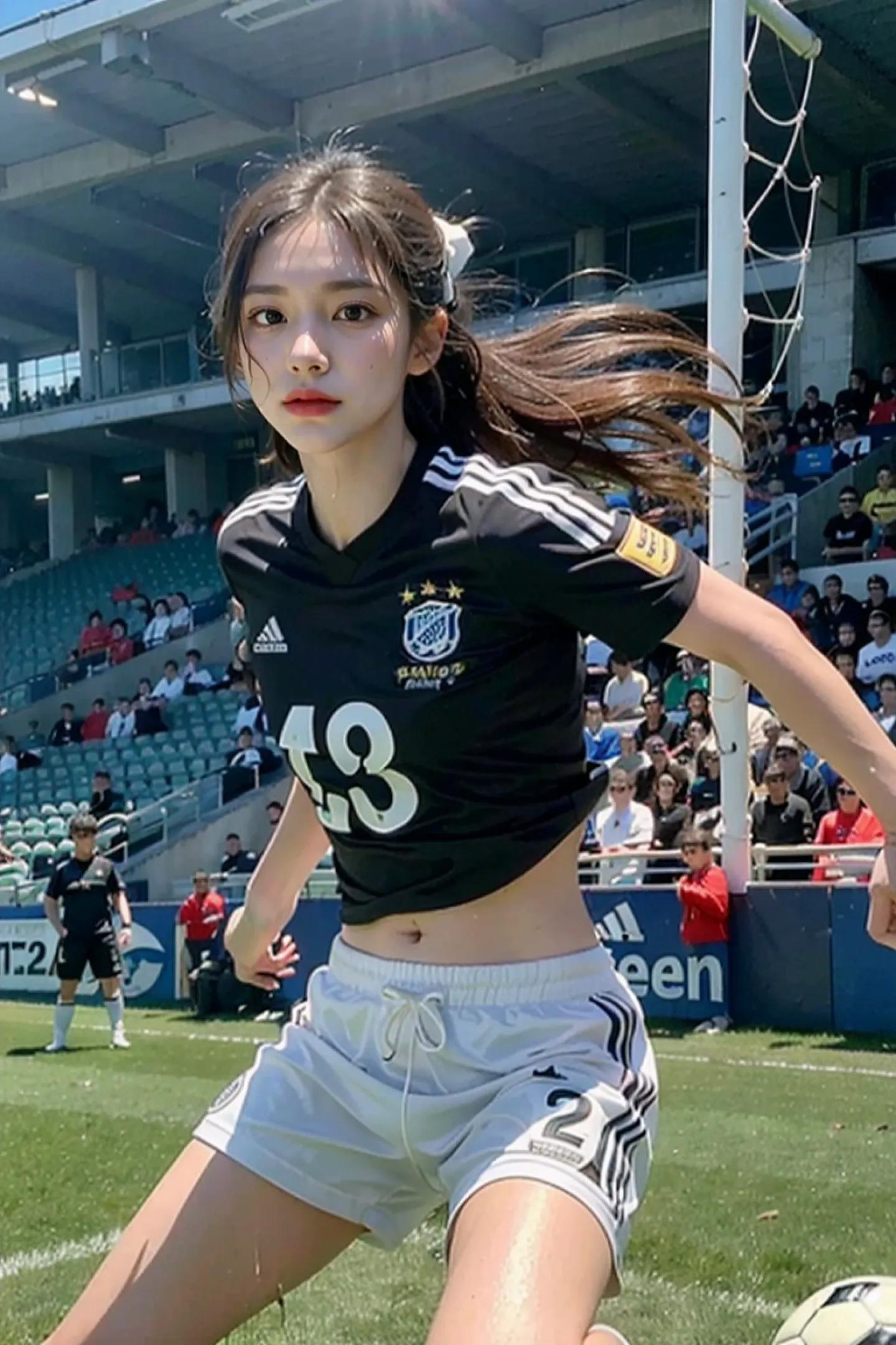 足球场上惊艳的女孩,足球场上的漂亮女孩