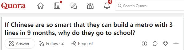 美版知乎：中国人这么聪明，9个月就能建3条地铁，为什么还要上学