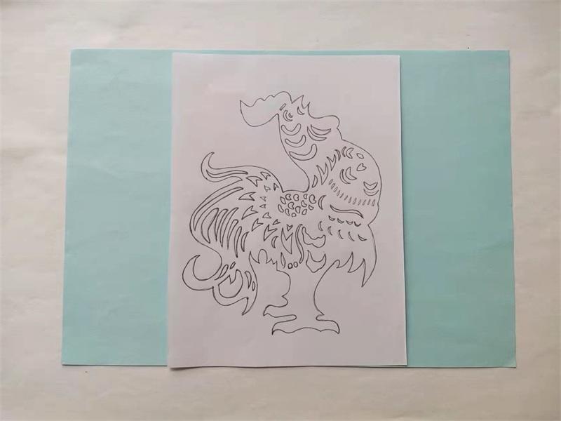 雄鸡的剪纸图解,雄鸡剪纸图