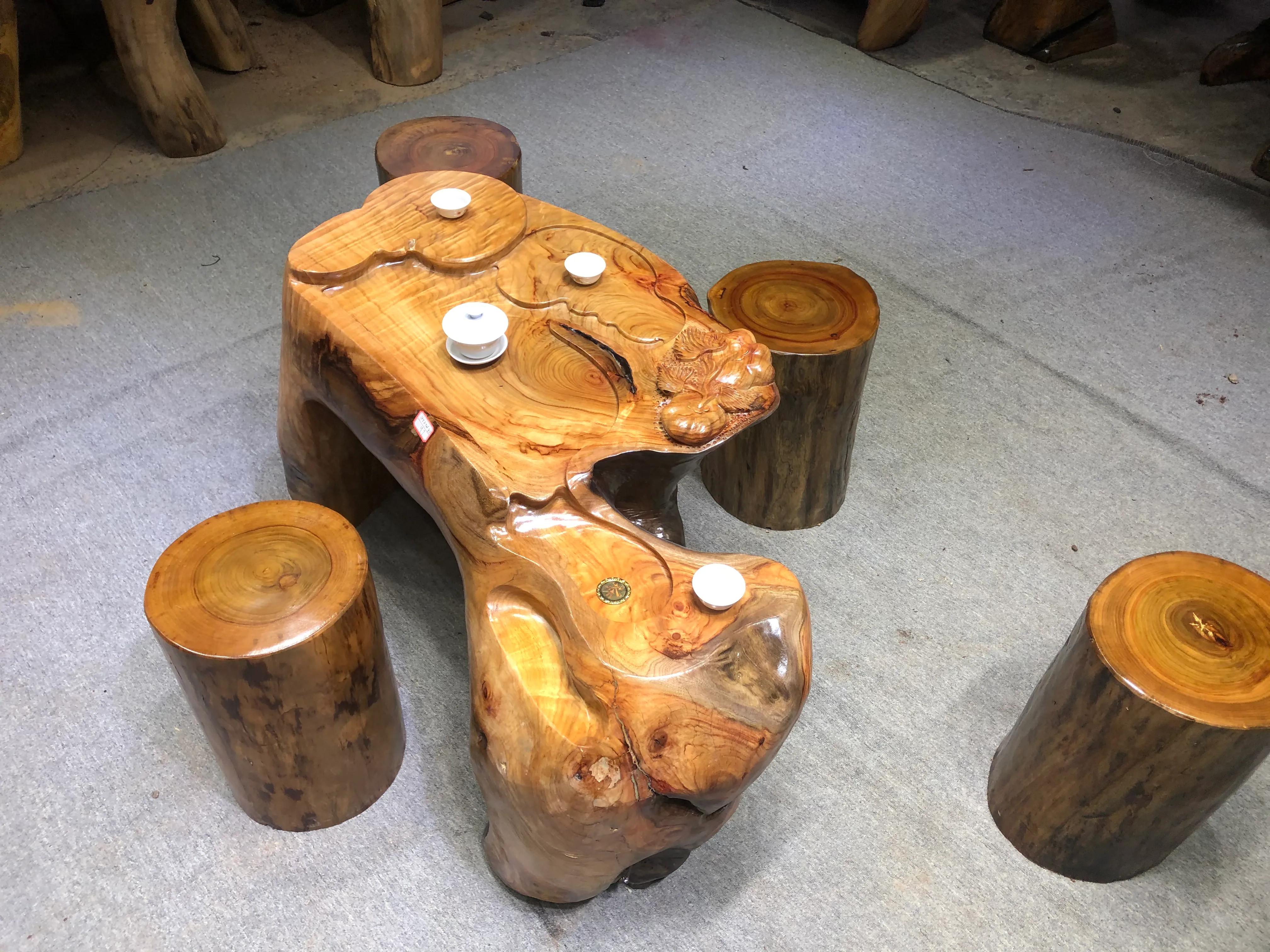 小叶香樟木茶几,香樟树树根做茶几图