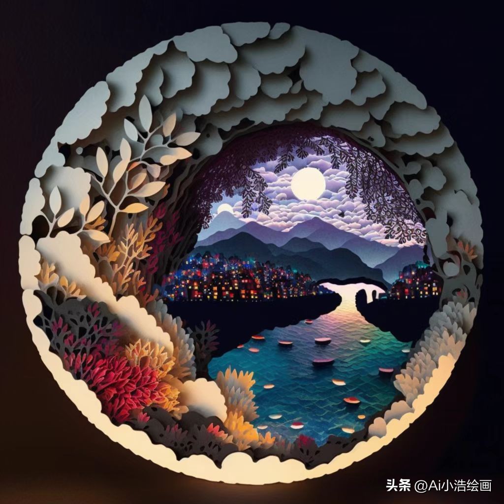 ai绘画人间仙境城市,杭州西湖ai绘画