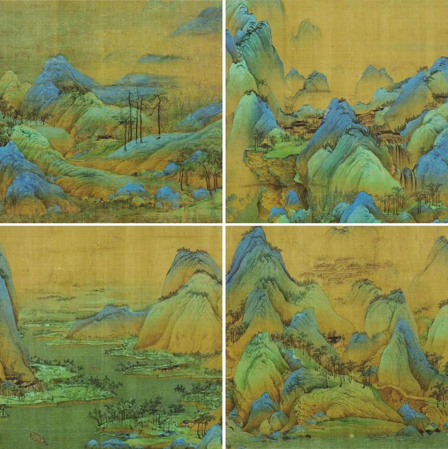 怎么用油画棒画千里江山图局部,千里江山图的河怎么用油画棒画