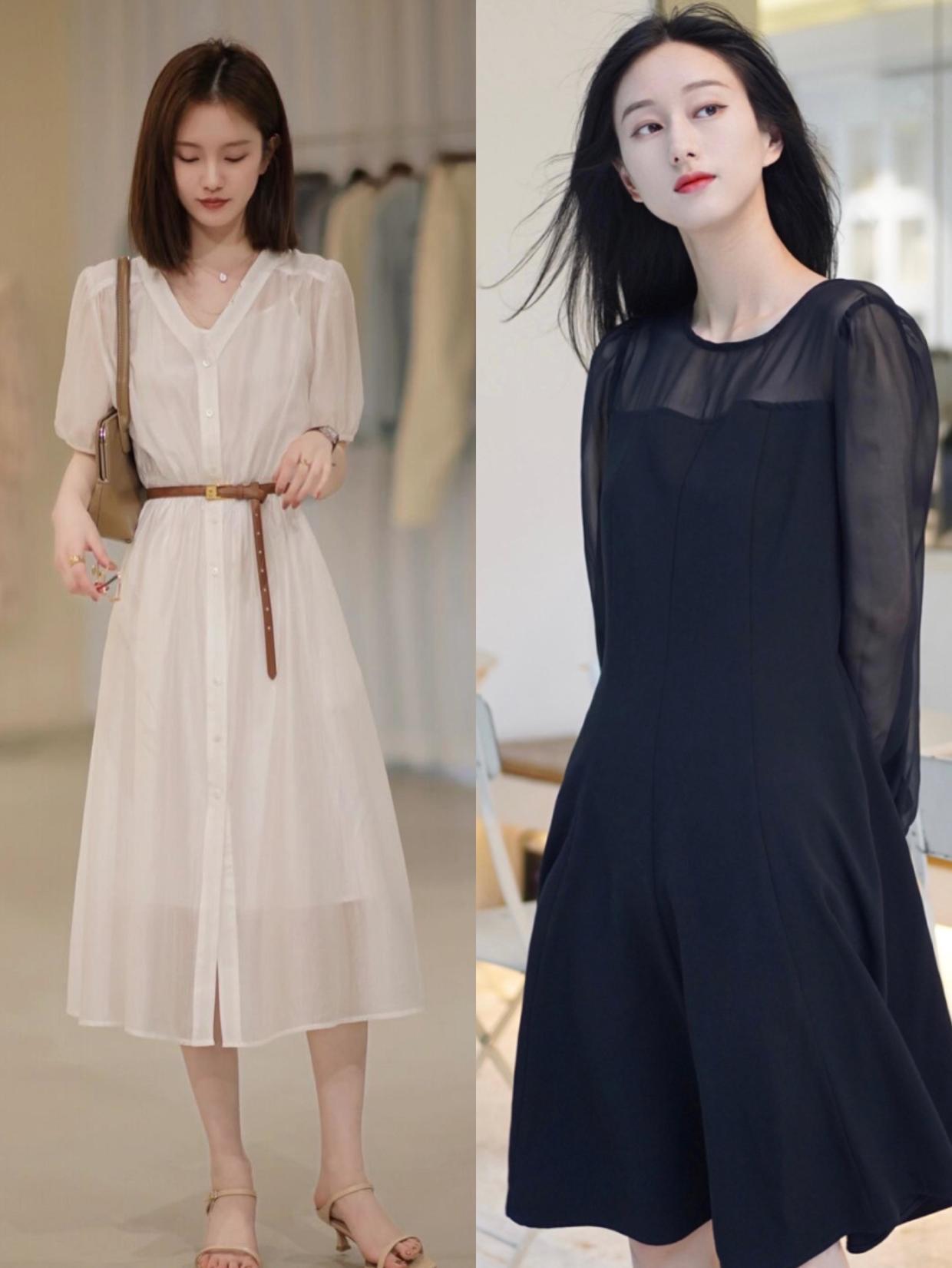 连衣裙显腿部曲线,优雅连衣裙穿出气质女人味