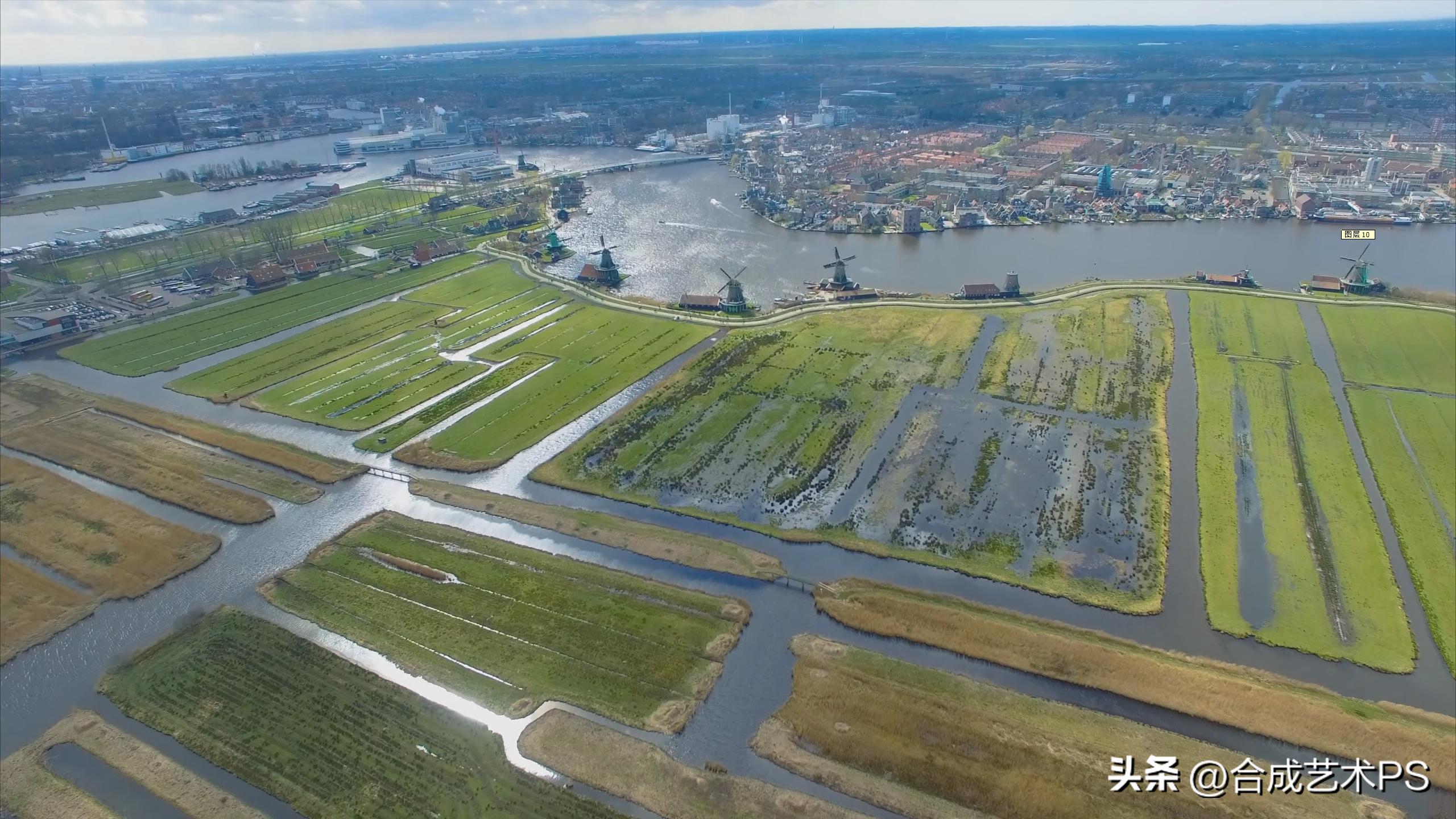风车王国荷兰,荷兰田野中的风车