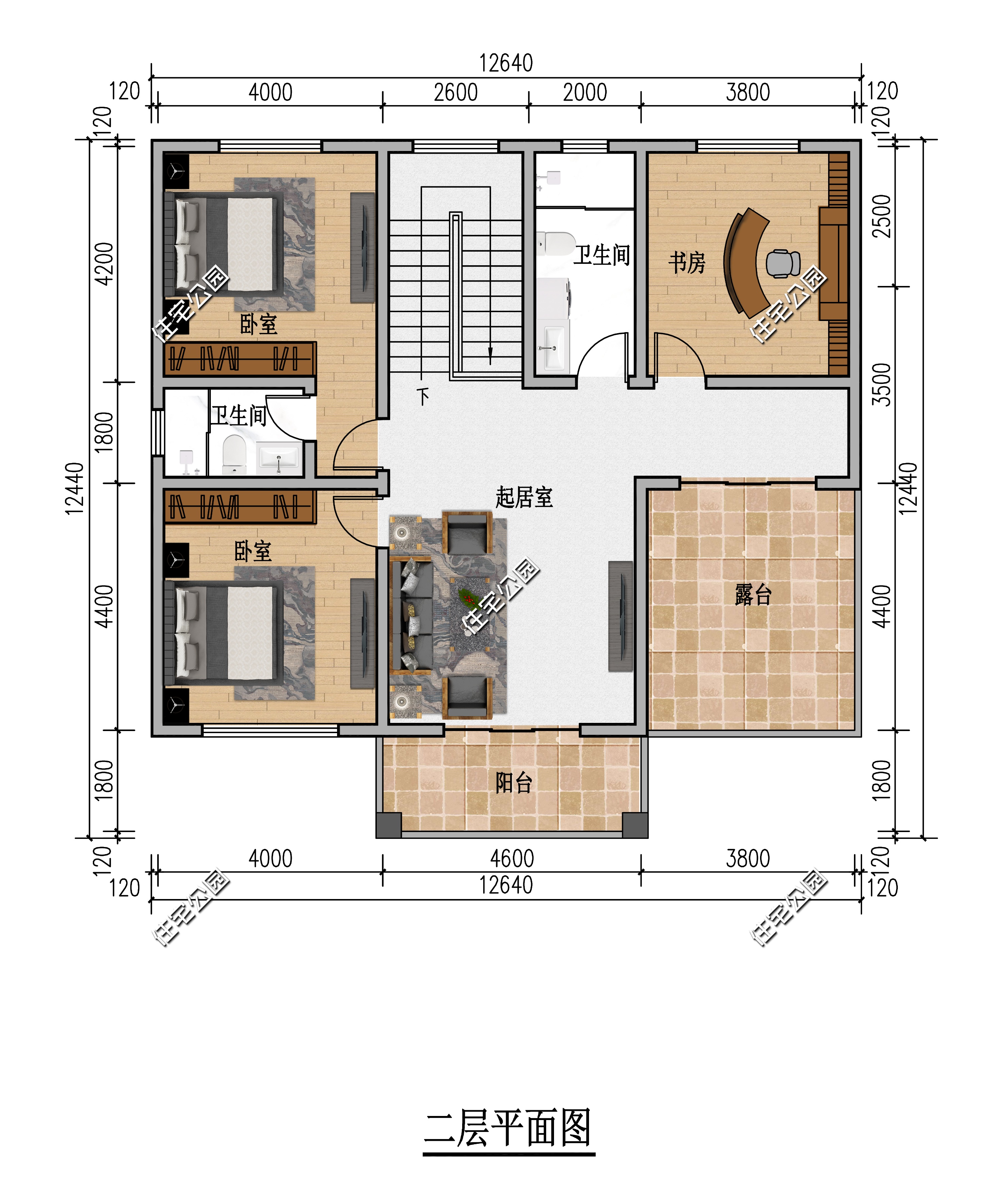 四川业主定制东面无窗的二层农村别墅,占地12×12米,设计4间卧室