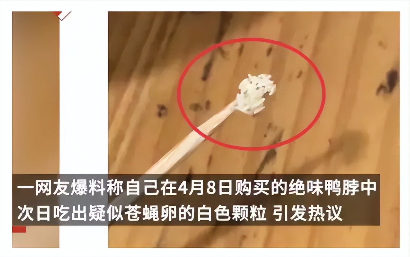 网友称绝味鸭脖吃出苍蝇卵状物,女子吃烤鱼惊现活蝇