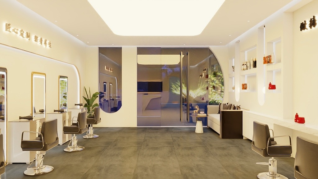 时尚美发店装修设计方案,美发店装修设计效果图案例