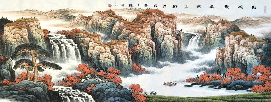 四尺斗方国画山水作品临摹,当代国画大师国画山水作品