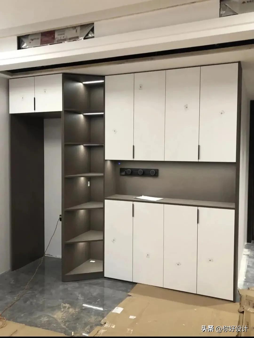 斜角冰箱柜子高级设计,冰箱柜设计效果图大全