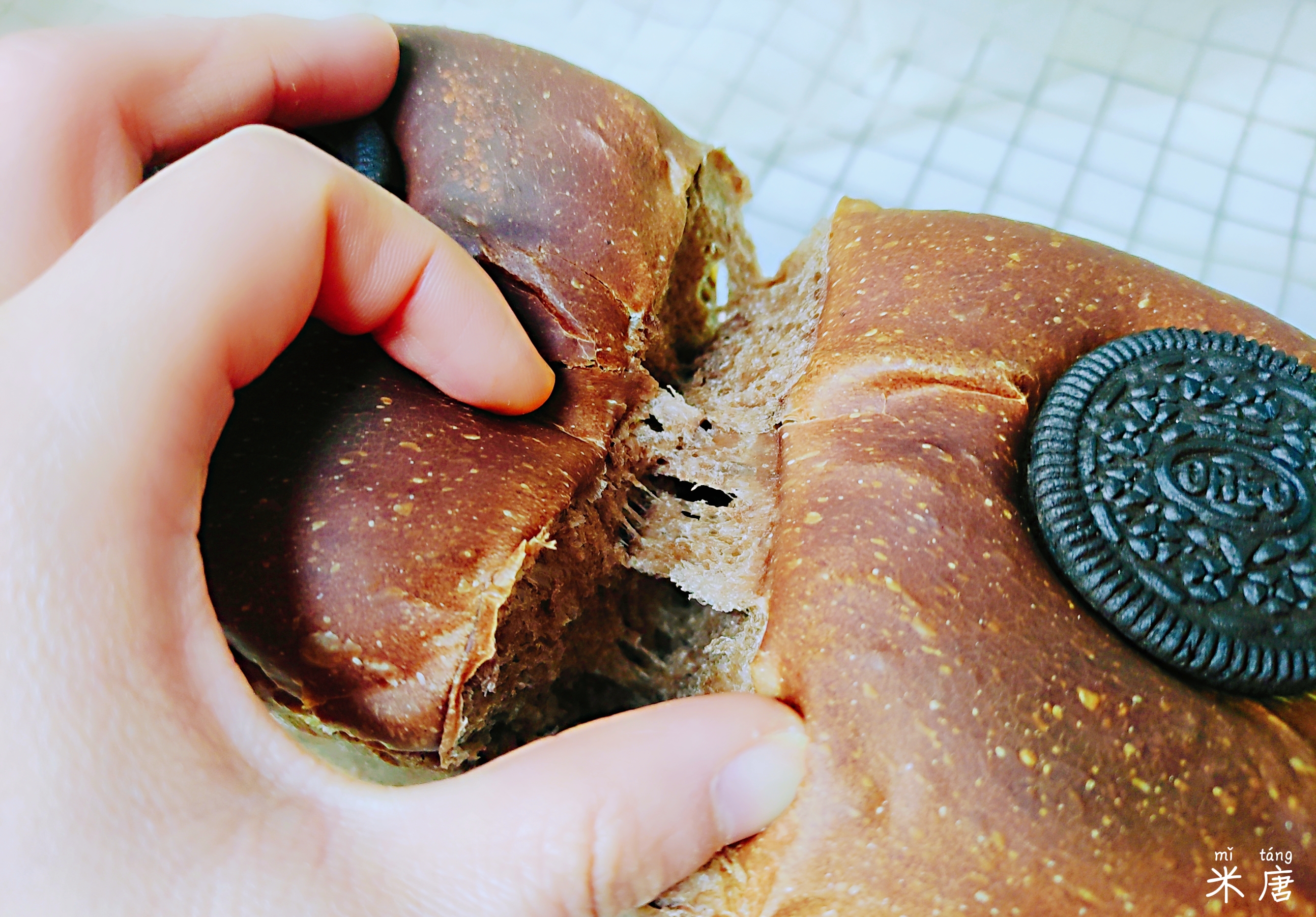 米唐麻麻玩转面团：#吐司日记#奥利奥乳酪吐司