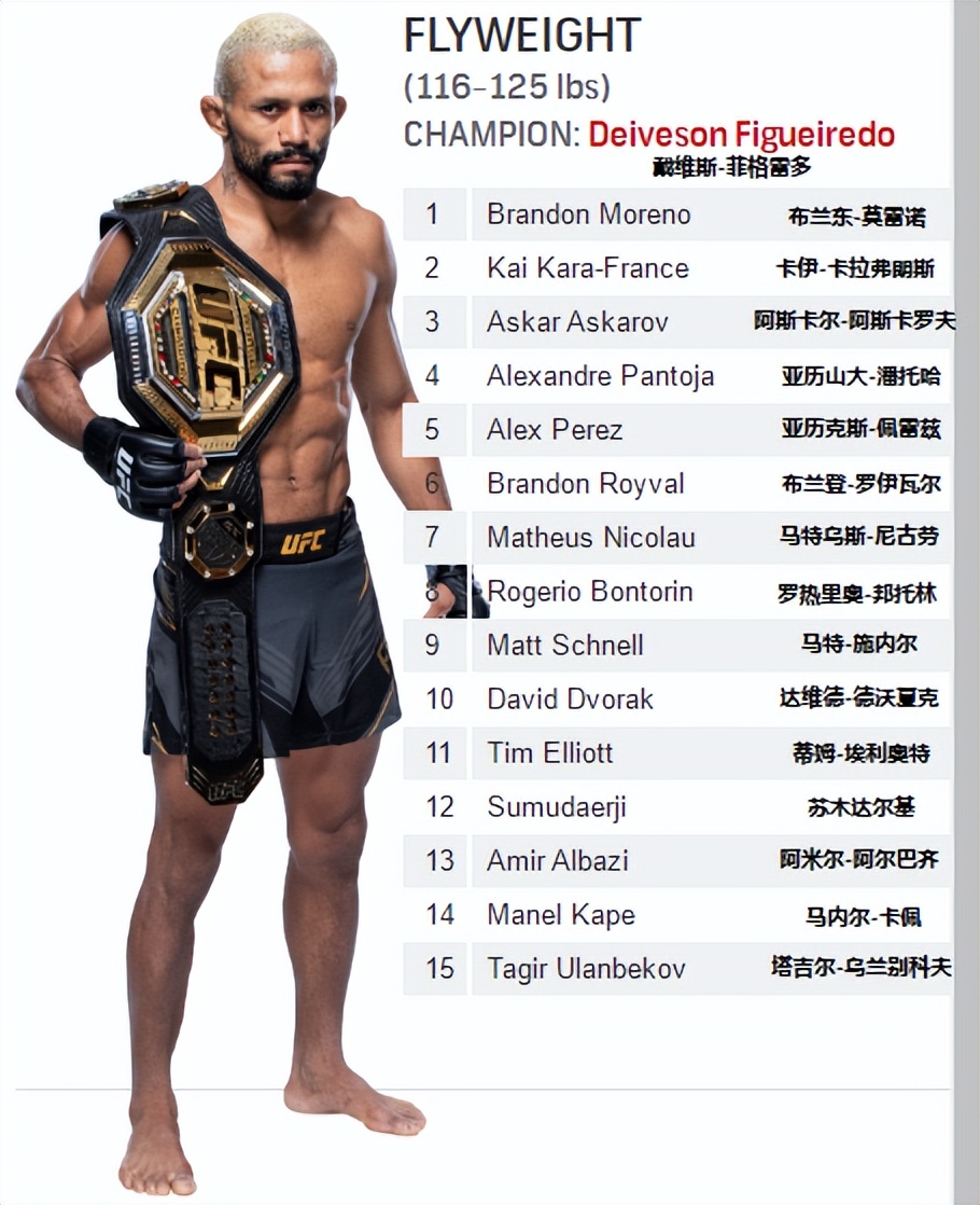 ufc雏量级排名前十,ufc雏量级排名第一的