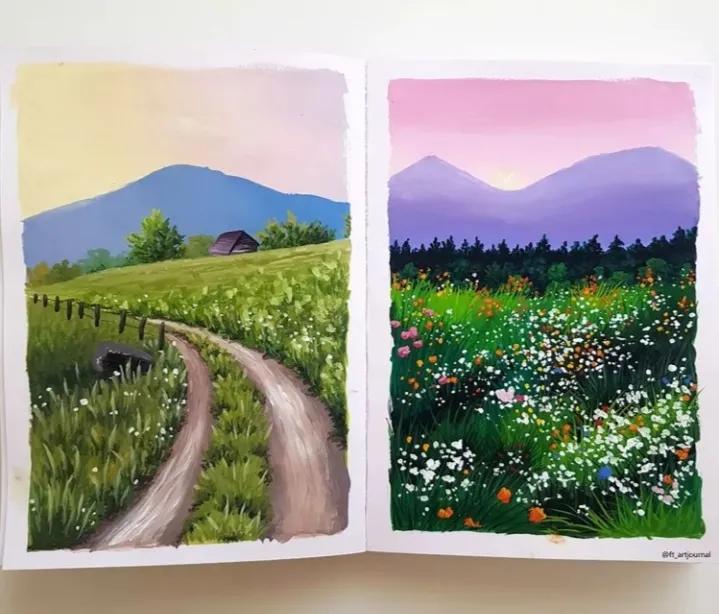 简单好看的画星空大海水粉,如何画简单的植物水粉颜料画