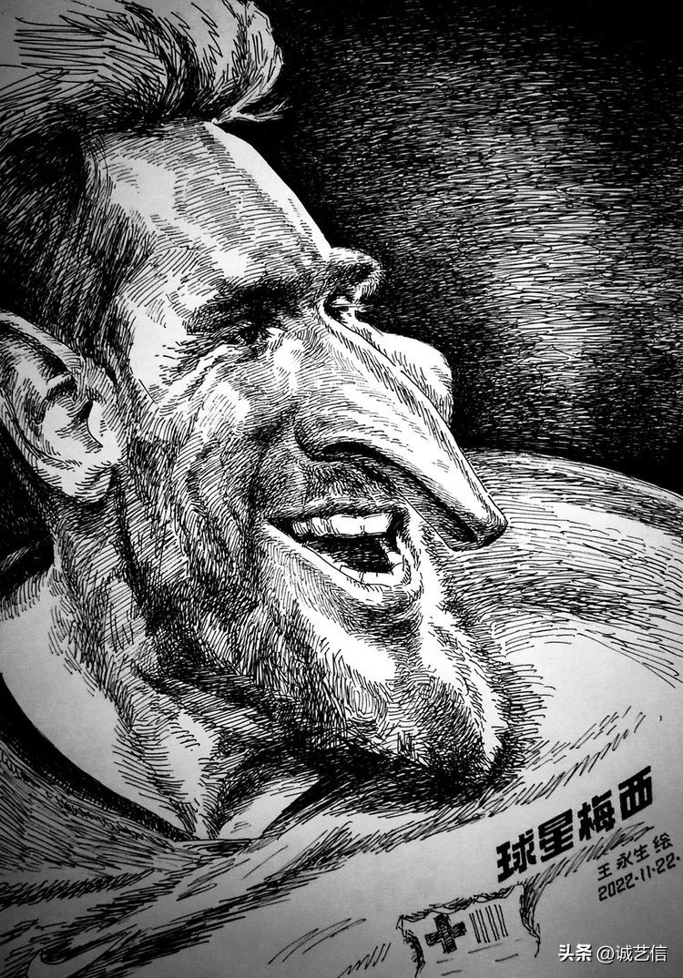 卡塔尔梅西漫画海报,梅西拿着美洲杯来卡塔尔的漫画