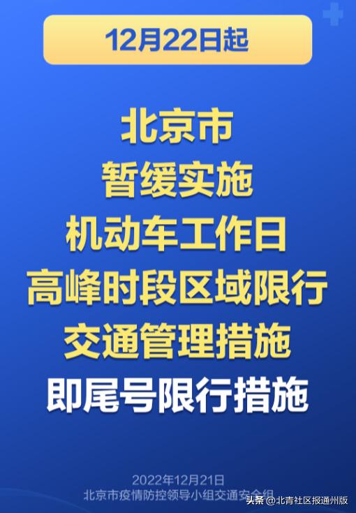 重磅!今起通州多家商场堂食不再查验核酸!明起北京暂缓机动车尾号限行!