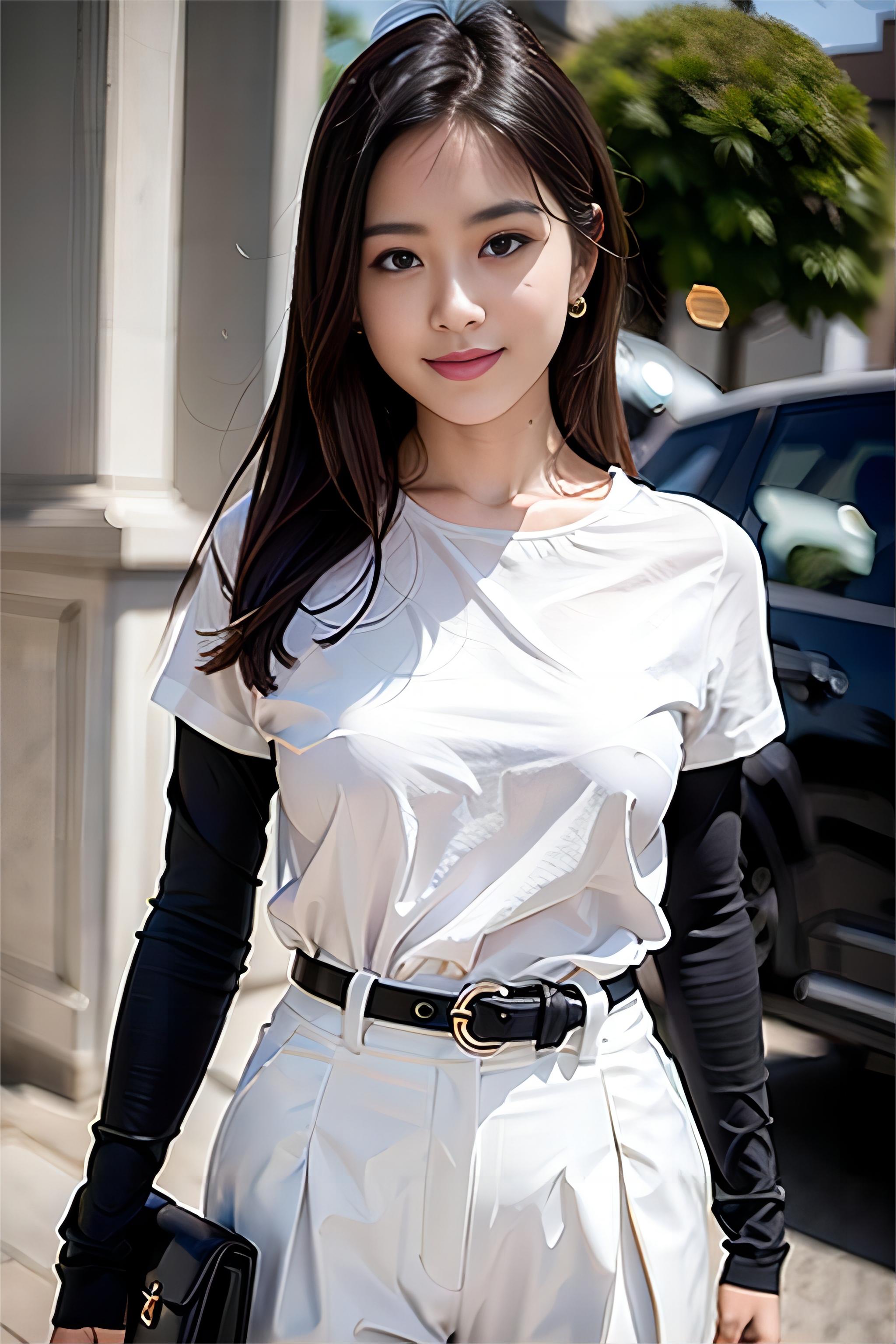 跟着AI学穿搭02T-shirt与裙裤与小皮包