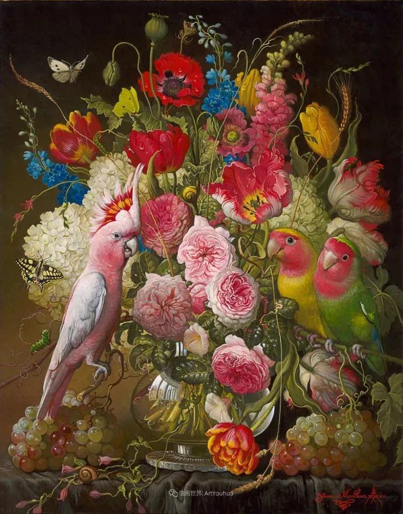 有关爱情的花鸟油画作品,北欧轻奢风格油画作品